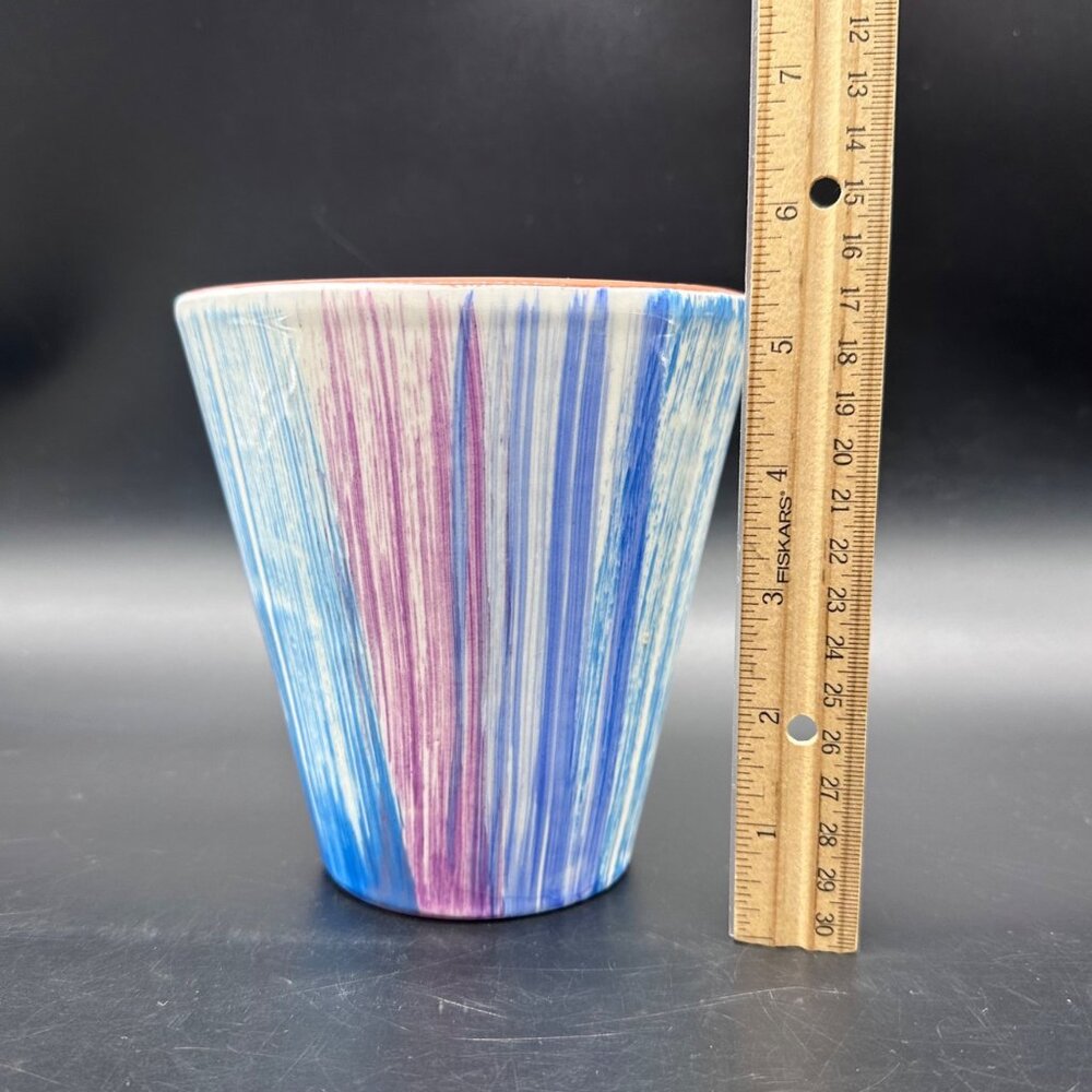 Vintage Plater Portugal Pottery Pastel Rainbow Stripes Mid Century Modern Retro - Picture 11 of 12